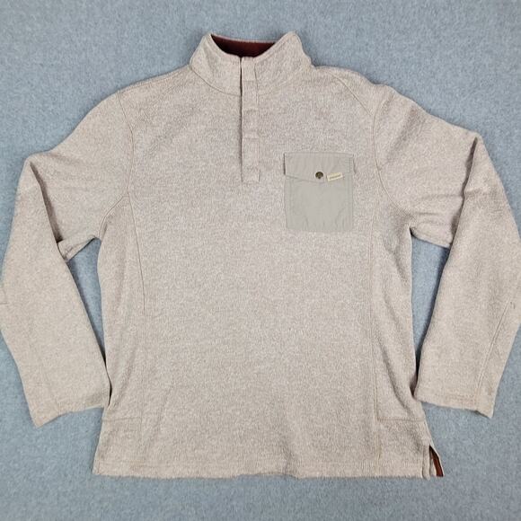 Woolrich Sweater Mens Size Medium 1/4 Snap Button Pullover Pocket - Picture 1 of 12